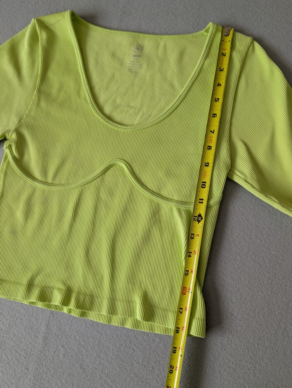 Bustier Style Long Sleeve Ribbed Top Lime Neon Green XL/XXL Activewear Soft Girl image 10